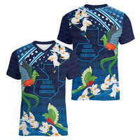 Guatemala Quetzal Bird Women V-Neck T-Shirt Libre Crezca Fecundo