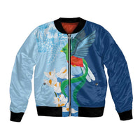 Guatemala Quetzal Bird Bomber Jacket Monja Blanca Flowers