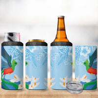 Guatemala Quetzal Bird 4 in 1 Can Cooler Tumbler Monja Blanca Flowers