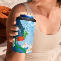 Guatemala Quetzal Bird 4 in 1 Can Cooler Tumbler Monja Blanca Flowers