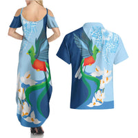 Guatemala Quetzal Bird Couples Matching Summer Maxi Dress and Hawaiian Shirt Monja Blanca Flowers
