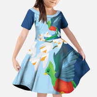 Guatemala Quetzal Bird Family Matching Off Shoulder Maxi Dress and Hawaiian Shirt Monja Blanca Flowers