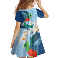 Guatemala Quetzal Bird Family Matching Off Shoulder Maxi Dress and Hawaiian Shirt Monja Blanca Flowers