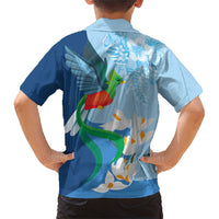 Guatemala Quetzal Bird Family Matching Short Sleeve Bodycon Dress and Hawaiian Shirt Monja Blanca Flowers