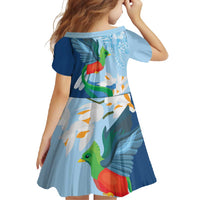 Guatemala Quetzal Bird Family Matching Summer Maxi Dress and Hawaiian Shirt Monja Blanca Flowers