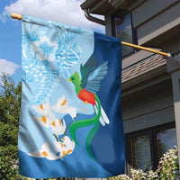 Guatemala Quetzal Bird Garden Flag Monja Blanca Flowers