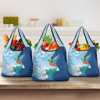 Guatemala Quetzal Bird Grocery Bag Monja Blanca Flowers