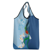 Guatemala Quetzal Bird Grocery Bag Monja Blanca Flowers