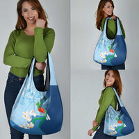 Guatemala Quetzal Bird Grocery Bag Monja Blanca Flowers