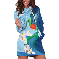 Guatemala Quetzal Bird Hoodie Dress Monja Blanca Flowers