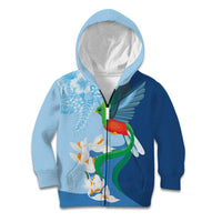 Guatemala Quetzal Bird Kid Hoodie Monja Blanca Flowers
