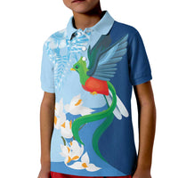 Guatemala Quetzal Bird Kid Polo Shirt Monja Blanca Flowers