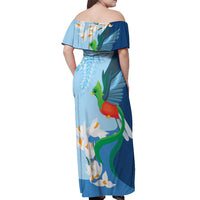 Guatemala Quetzal Bird Off Shoulder Maxi Dress Monja Blanca Flowers