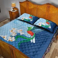 Guatemala Quetzal Bird Quilt Bed Set Monja Blanca Flowers