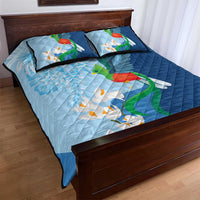 Guatemala Quetzal Bird Quilt Bed Set Monja Blanca Flowers