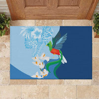 Guatemala Quetzal Bird Rubber Doormat Monja Blanca Flowers