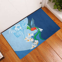 Guatemala Quetzal Bird Rubber Doormat Monja Blanca Flowers
