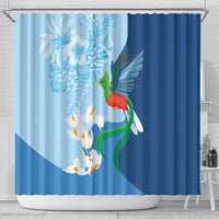 Guatemala Quetzal Bird Shower Curtain Monja Blanca Flowers