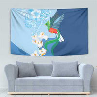 Guatemala Quetzal Bird Tapestry Monja Blanca Flowers