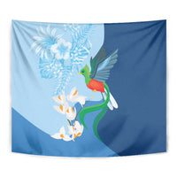 Guatemala Quetzal Bird Tapestry Monja Blanca Flowers