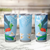 Guatemala Quetzal Bird Tumbler Cup Monja Blanca Flowers
