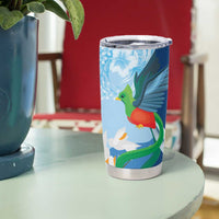 Guatemala Quetzal Bird Tumbler Cup Monja Blanca Flowers