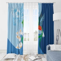 Guatemala Quetzal Bird Window Curtain Monja Blanca Flowers