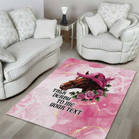 Personalized Kentucky Horse Race Area Rug Big Hats And Horses Pink Out Party