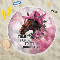 Personalized Kentucky Horse Race Beach Blanket Big Hats And Horses Pink Out Party