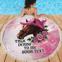 Personalized Kentucky Horse Race Beach Blanket Big Hats And Horses Pink Out Party