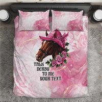Personalized Kentucky Horse Race Bedding Set Big Hats And Horses Pink Out Party