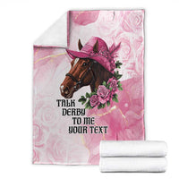 Personalized Kentucky Horse Race Blanket Big Hats And Horses Pink Out Party
