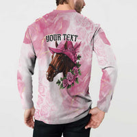 Personalized Kentucky Horse Race Button Sweatshirt Big Hats And Horses Pink Out Party