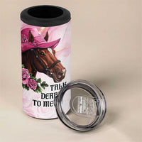 Personalized Kentucky Horse Race 4 in 1 Can Cooler Tumbler Big Hats And Horses Pink Out Party