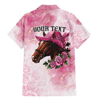 Personalized Kentucky Horse Race Family Matching Mermaid Dress and Hawaiian Shirt Big Hats And Horses Pink Out Party