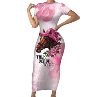 Personalized Kentucky Horse Race Family Matching Short Sleeve Bodycon Dress and Hawaiian Shirt Big Hats And Horses Pink Out Party