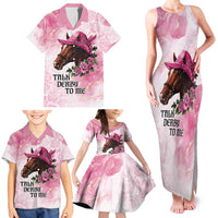 Personalized Kentucky Horse Race Family Matching Tank Maxi Dress and Hawaiian Shirt Big Hats And Horses Pink Out Party