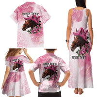 Personalized Kentucky Horse Race Family Matching Tank Maxi Dress and Hawaiian Shirt Big Hats And Horses Pink Out Party
