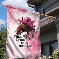 Personalized Kentucky Horse Race Garden Flag Big Hats And Horses Pink Out Party