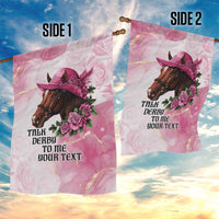Personalized Kentucky Horse Race Garden Flag Big Hats And Horses Pink Out Party