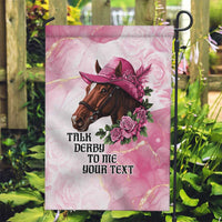 Personalized Kentucky Horse Race Garden Flag Big Hats And Horses Pink Out Party