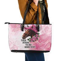 Personalized Kentucky Horse Race Leather Tote Bag Big Hats And Horses Pink Out Party