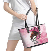 Personalized Kentucky Horse Race Leather Tote Bag Big Hats And Horses Pink Out Party