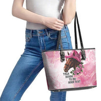 Personalized Kentucky Horse Race Leather Tote Bag Big Hats And Horses Pink Out Party