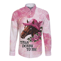 Personalized Kentucky Horse Race Long Sleeve Button Shirt Big Hats And Horses Pink Out Party