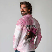 Personalized Kentucky Horse Race Long Sleeve Polo Shirt Big Hats And Horses Pink Out Party