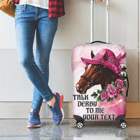Personalized Kentucky Horse Race Luggage Cover Big Hats And Horses Pink Out Party
