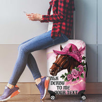 Personalized Kentucky Horse Race Luggage Cover Big Hats And Horses Pink Out Party