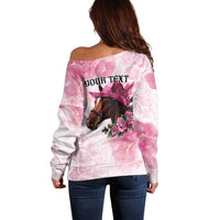 Personalized Kentucky Horse Race Off Shoulder Sweater Big Hats And Horses Pink Out Party