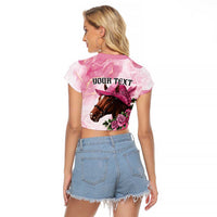 Personalized Kentucky Horse Race Raglan Cropped T Shirt Big Hats And Horses Pink Out Party